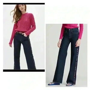 NEW Polo Ralph Lauren Ultra Stretch Wide Leg Jean Dark Indigo Rainbow